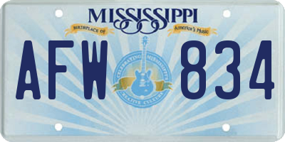 MS license plate AFW834