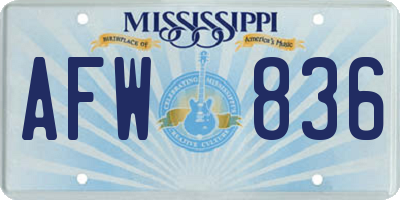 MS license plate AFW836