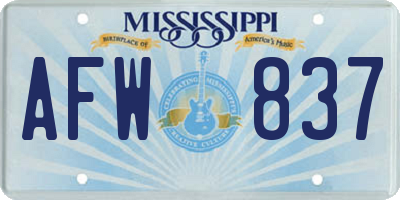 MS license plate AFW837