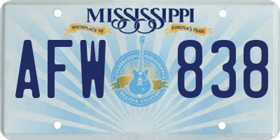 MS license plate AFW838