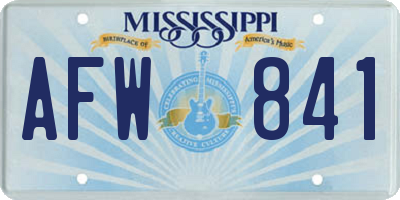 MS license plate AFW841