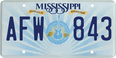 MS license plate AFW843