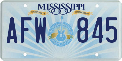 MS license plate AFW845