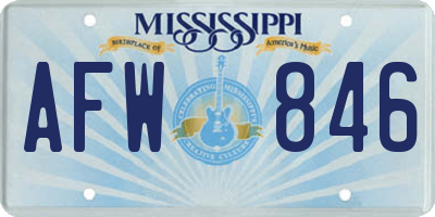 MS license plate AFW846