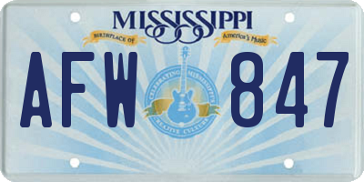 MS license plate AFW847