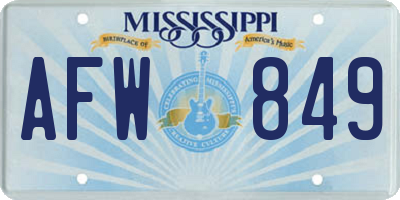 MS license plate AFW849