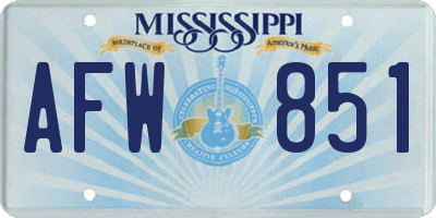 MS license plate AFW851
