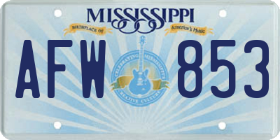 MS license plate AFW853