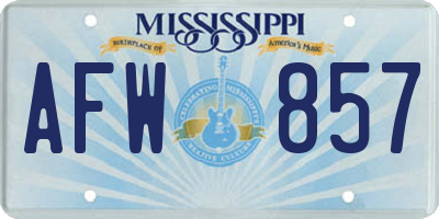 MS license plate AFW857