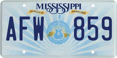 MS license plate AFW859