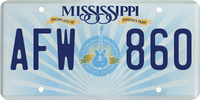 MS license plate AFW860