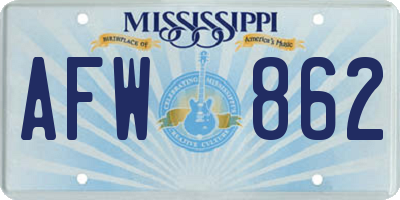 MS license plate AFW862