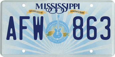 MS license plate AFW863