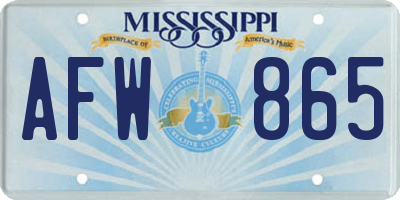 MS license plate AFW865