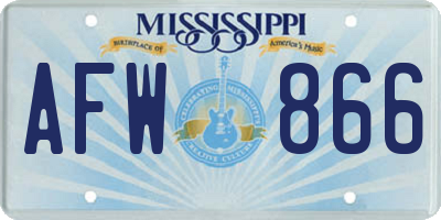 MS license plate AFW866
