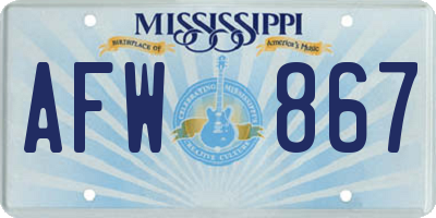 MS license plate AFW867