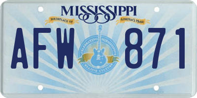 MS license plate AFW871