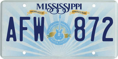 MS license plate AFW872