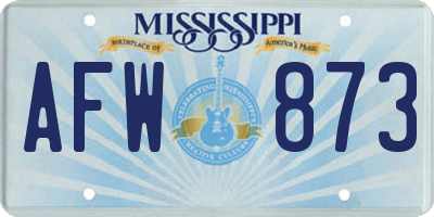 MS license plate AFW873