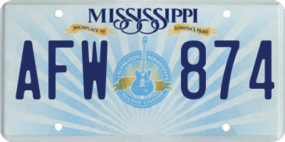 MS license plate AFW874