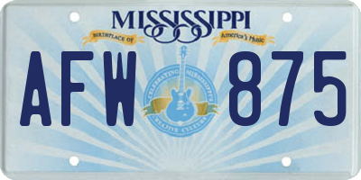 MS license plate AFW875