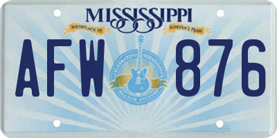 MS license plate AFW876