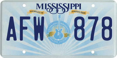 MS license plate AFW878