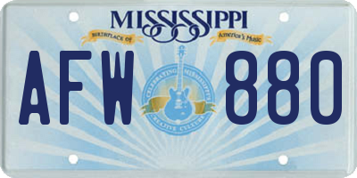 MS license plate AFW880