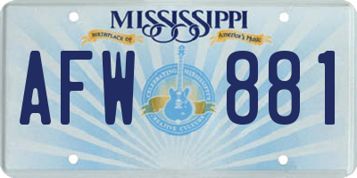 MS license plate AFW881