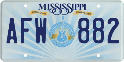 MS license plate AFW882