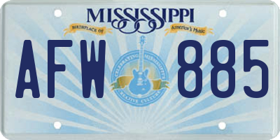 MS license plate AFW885