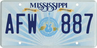 MS license plate AFW887