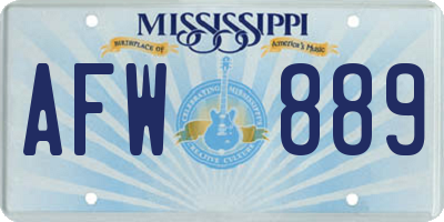 MS license plate AFW889