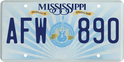 MS license plate AFW890