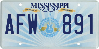 MS license plate AFW891