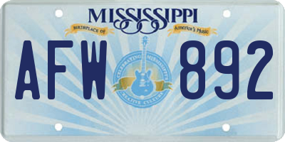 MS license plate AFW892