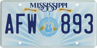 MS license plate AFW893