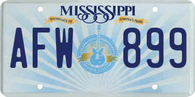 MS license plate AFW899