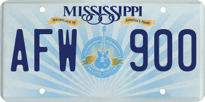 MS license plate AFW900
