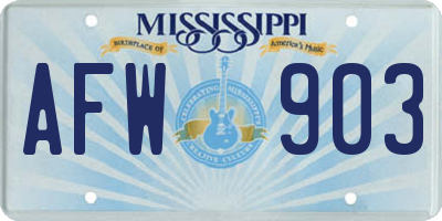MS license plate AFW903