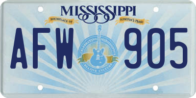 MS license plate AFW905