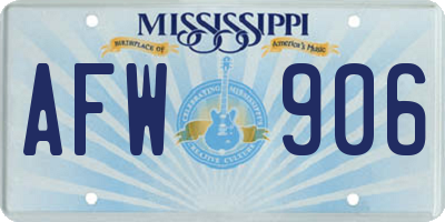 MS license plate AFW906