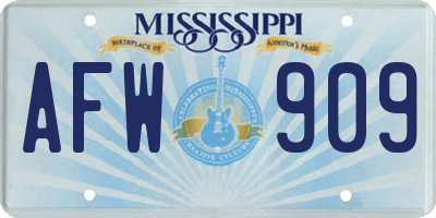 MS license plate AFW909