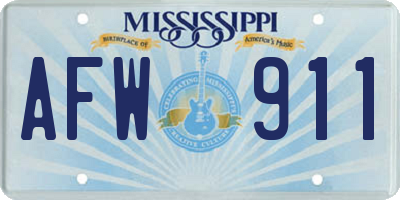 MS license plate AFW911