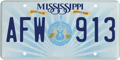 MS license plate AFW913