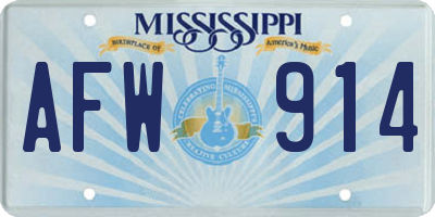 MS license plate AFW914