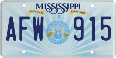 MS license plate AFW915