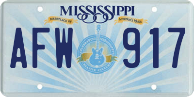 MS license plate AFW917