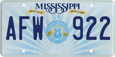 MS license plate AFW922