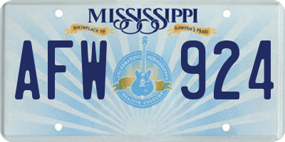 MS license plate AFW924